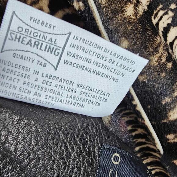 Artico Black Leather Long Trench Coat Animal Print Shearling $5,495 Size 42 - Picture 10 of 14